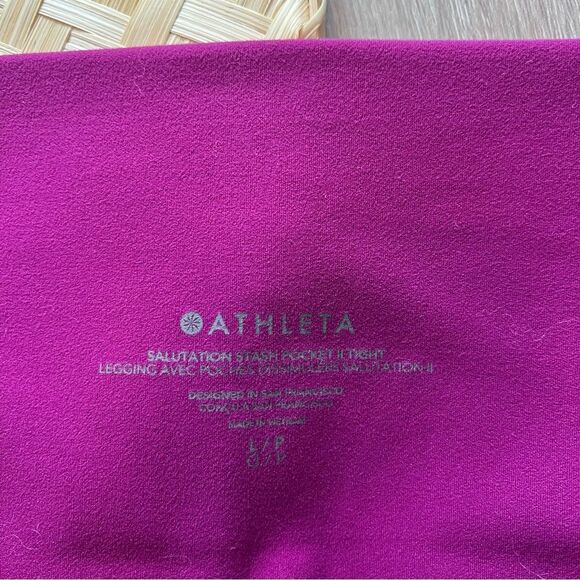 Athleta salutation stash pocket II tight 7/8 length fuchsia pink petite L - Picture 6 of 9